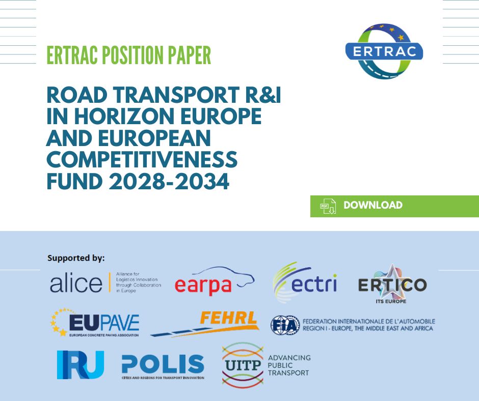 New ERTRAC Position Paper: Road Transport Research and Innovation in Horizon Europe and European Competitiveness Fund 2028-2034